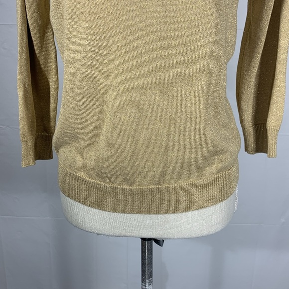 Draper’s & Damon’s Gold Shimmer Sparkle Scoop Neck Sweater Size Small Pe… - Picture 3 of 12
